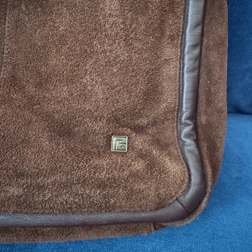Rare Pierre Balmain Vintage‎ Dark Chocolate Brown suede Hobo Bag
